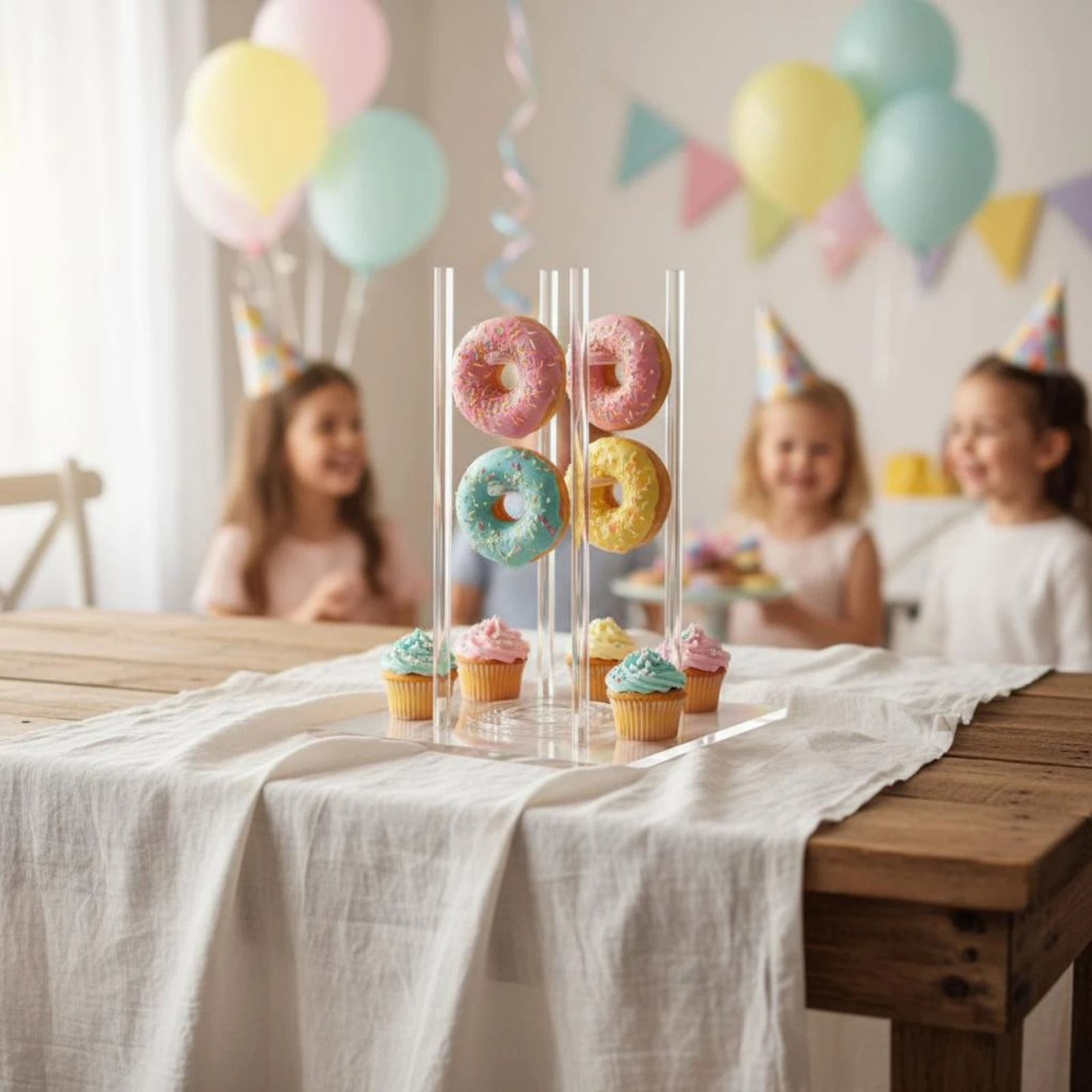 Rotating Donut Stand Clear Acrylic Donut Display Stand Rotating Cake Display Stand Stable Large Capacity for Party, Wedding