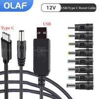 Olaf USB/Type C Power Boost Cable WiFi to Powerbank Cable Connector DC 5V to 12V Cable Boost Converter for Wifi Router Modem Fan