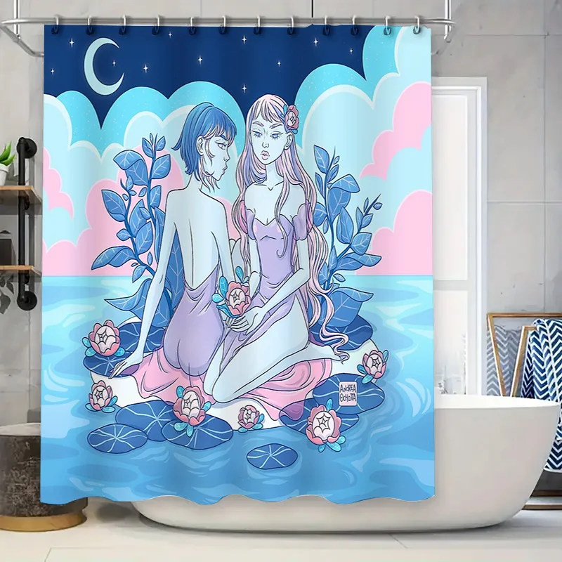 

Gothic Floral Bathtub Curtain Vintage Dark Art Bathroom Decor Spooky Halloween Shower Curtain Ethereal Fantasy Wall Hanging