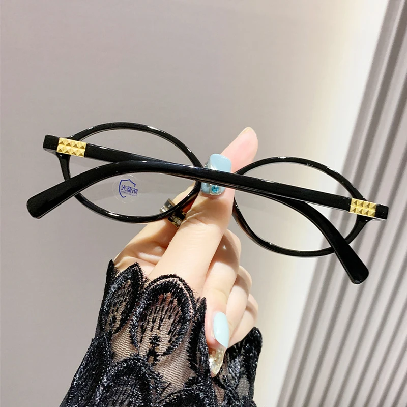 Anti Blue Light Oval Myopia Glasses Retro Small Frame Transparent Prescription Glasses Men Ultralight Clear Nearsight Eyewear
