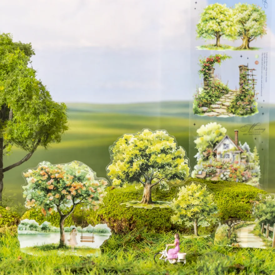 

1 рулон ПЭТ-ленты для пейзажа дерева-сделай сам, декоративный материал для коллажа для скрапбукинга, журналов, поделки 65 мм * 2 м