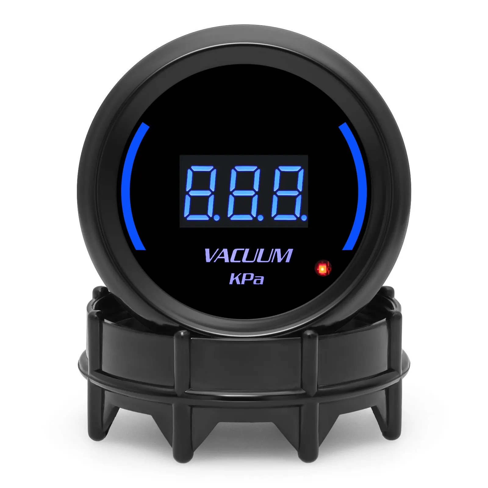 52mm Universal Gasoline Car Digital Vacuum Meter Sensor-1~0 Kpa Smoke Lens Blue LED Vaccum Gauge Black With Warning Light 12V