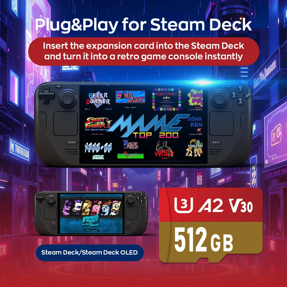 512G/256G Game Card For Steam Deck Batocera.Linux 40 with 30+Emulators 15000 Games Memory Card For PS3/PS2/PSP/XBOX/WII/SS/DC