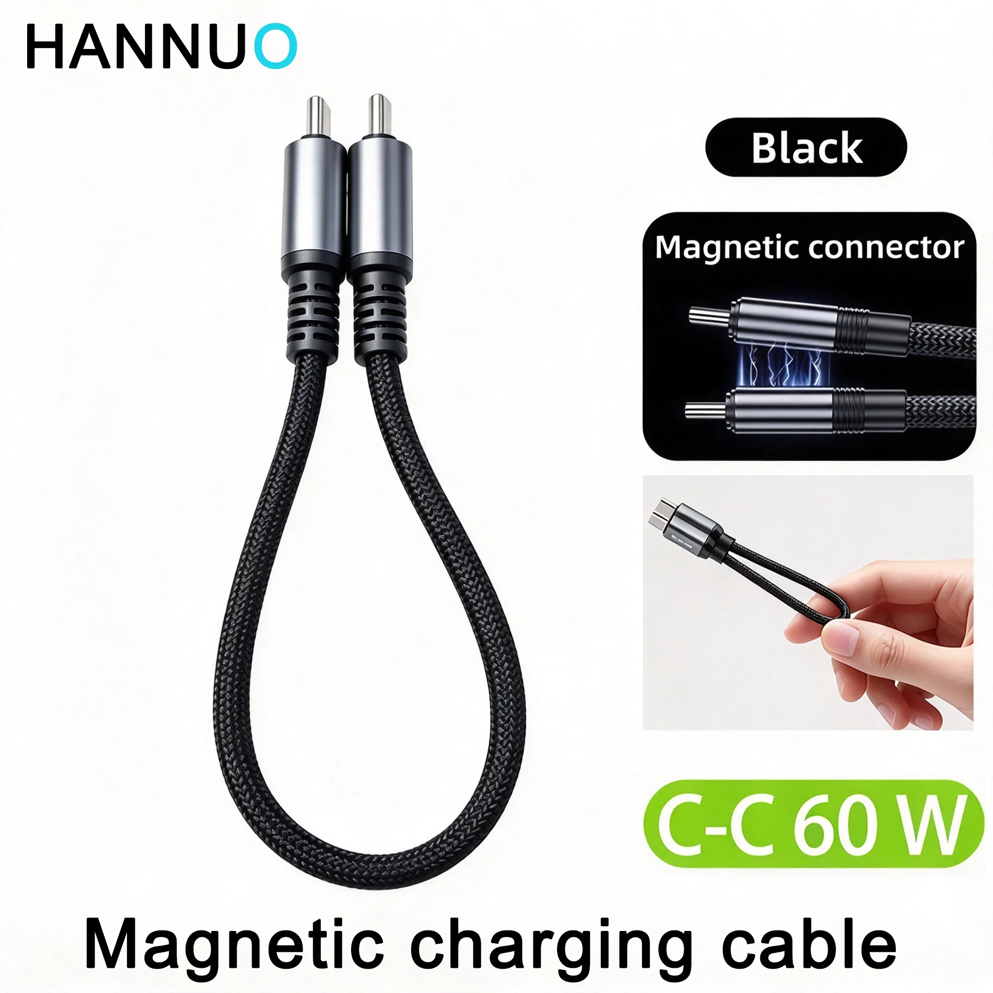 0.25m 0.5m Short Data Cable 60W USB C To Type C Fast Charging Cable For iPhone 18 17 Samsung Short Line Magnetic Braided Cable