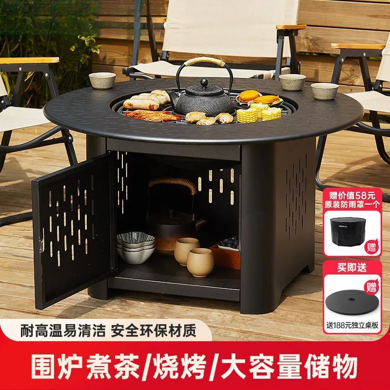 Furnace making tea Household courtyard BBQ grill BBQ indoor charcoal brazier outdoor heating stove round