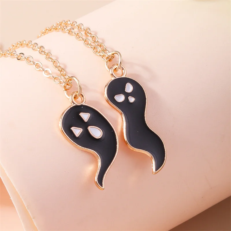 Aihua Nette Emaille Halloween Vampire Kreuz Sarg Freundschaft Paar Halsketten Für Frauen Männer BFF Beste Freundin Halsketten Schmuck – Detail 15