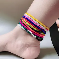 Bohemian 1 PC New Handmade Beaded Anklet Seed Bead  Colorful Ankle Bracelet On The Leg Foot Trendy Jewelry For Women Men 22.5cm