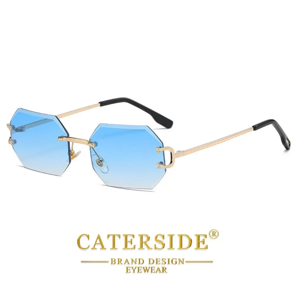 CATERSIDE Herren-Sonnenbrille ohne Rahmen, hochwertige polygonale Sonnenbrille aus Metall, Damen-Sonnenbrille für Outdoor-Reisen, Strand, Sommer, UV400 – Detail 35