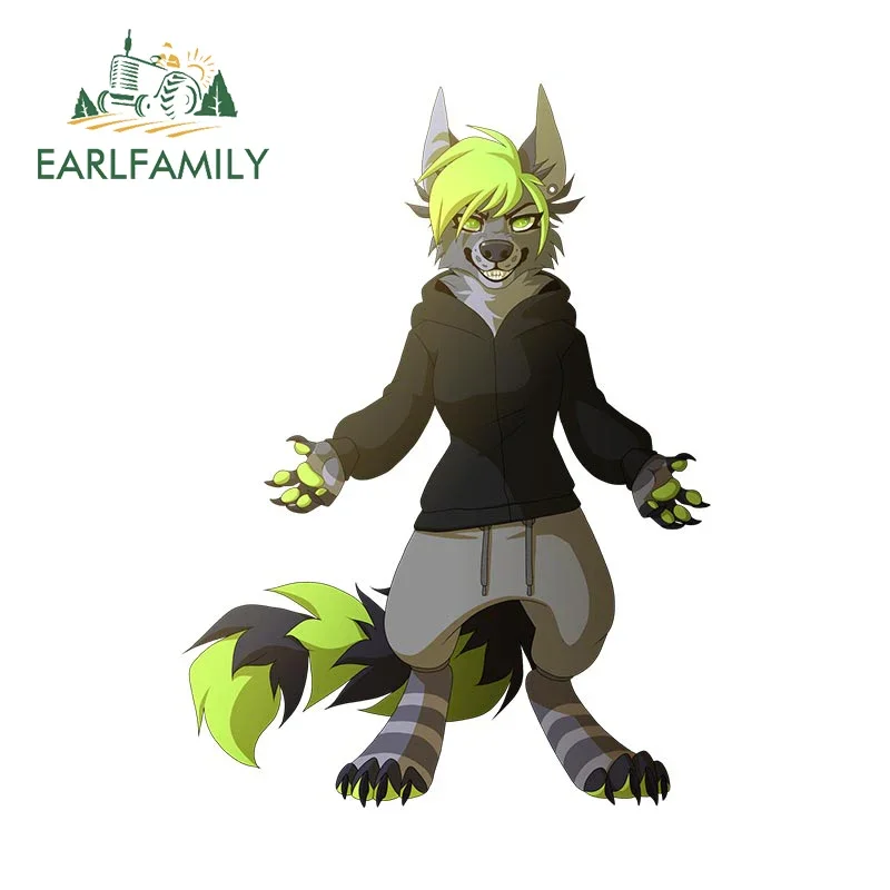 EARLFAMILY Fierce Wolf Amusing Car Sticker Vinyl Windshield Waterproof Practice Decal Car Goods Creative Scratch-Proof Graphics