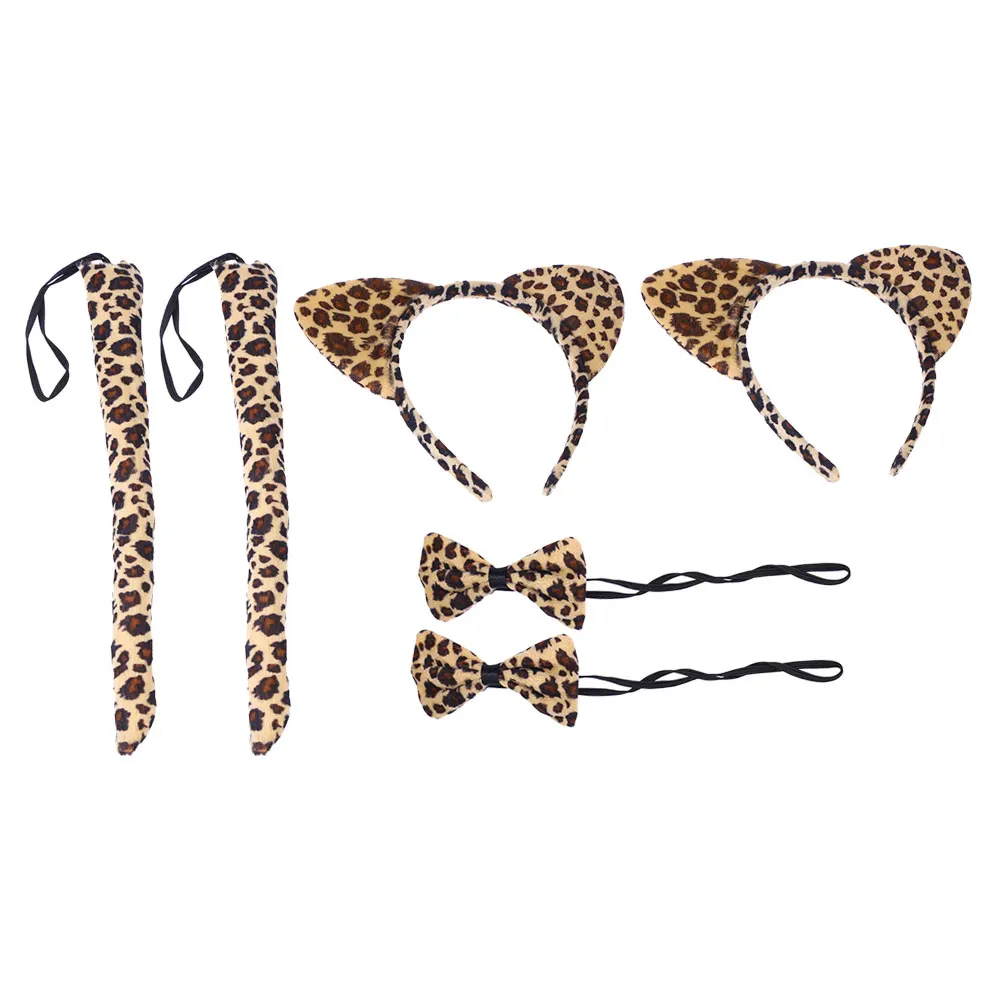 

6 Pcs Cartoon Headband Set Bow Tie Props Cosplay Animal Ears Performance Costume Accessory Dress up Kids Fabric Tail