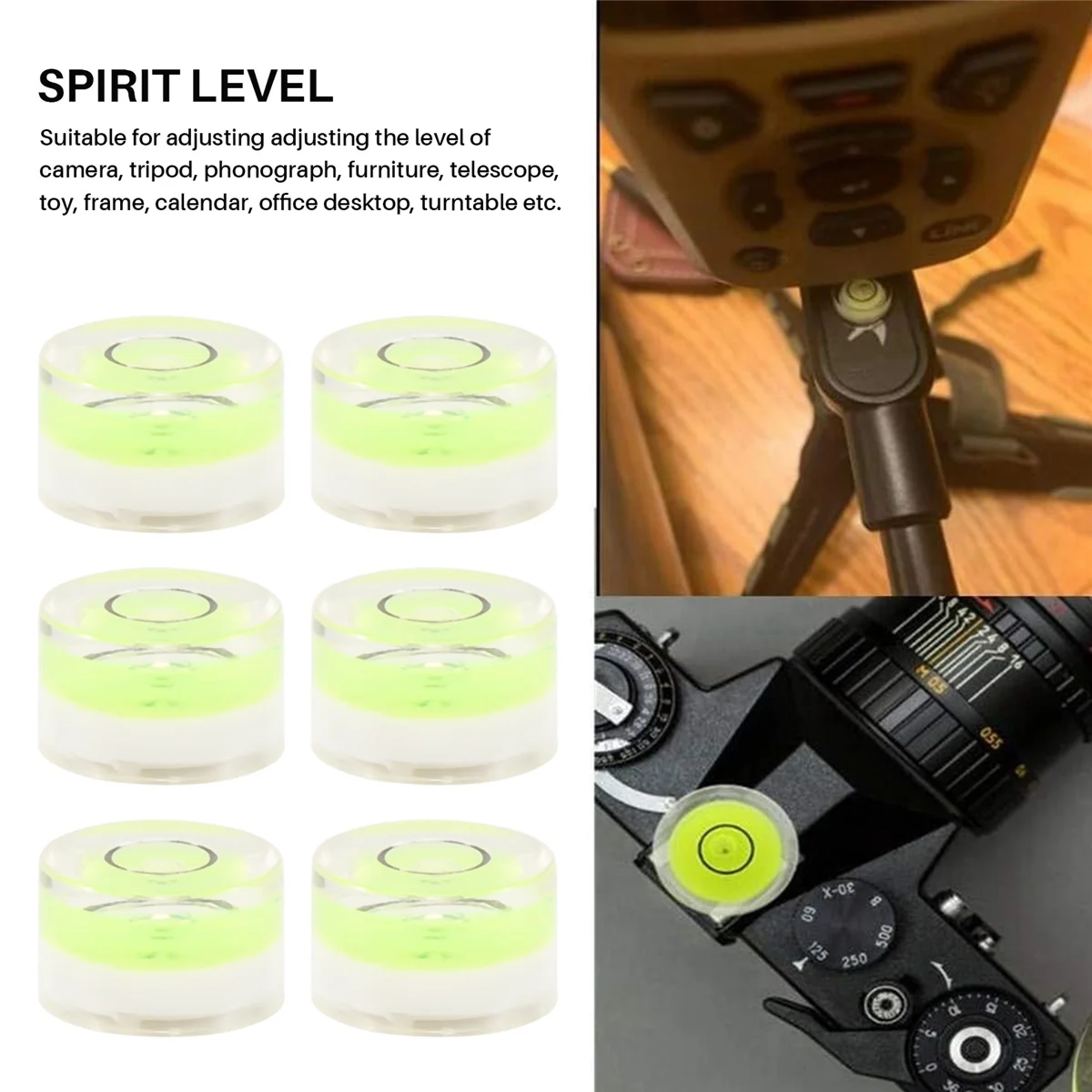 ABFKL 8Pcs Mini Circular Bubble Spirit Level Bullseye Levels Inclinometers for Leveling Telescope, Tripod,10X6mm, Non-Adhesive