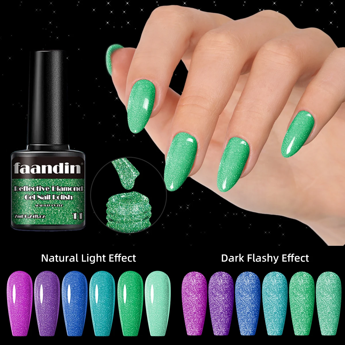 Faandin 0.24oz 1 Bottle, Crushed Diamond Fine Glitter Gel Nail Polish, a Different Effect under Light, a Very Distinctive Nail Polish Gel, Full Color, Not Easy to Peel Off, Suitable for Parties, Salon Use, a Must-Have for Nail Enthusiasts, Easy to Apply, Removable Nail Polish Gel