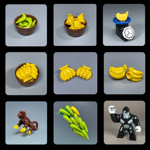 MOC Bricks 89278 Bananas Food Fruit Pillow gorilla Monkey Animal Plant Building Blocks Accessories Zoo Scene Chilren's Toys