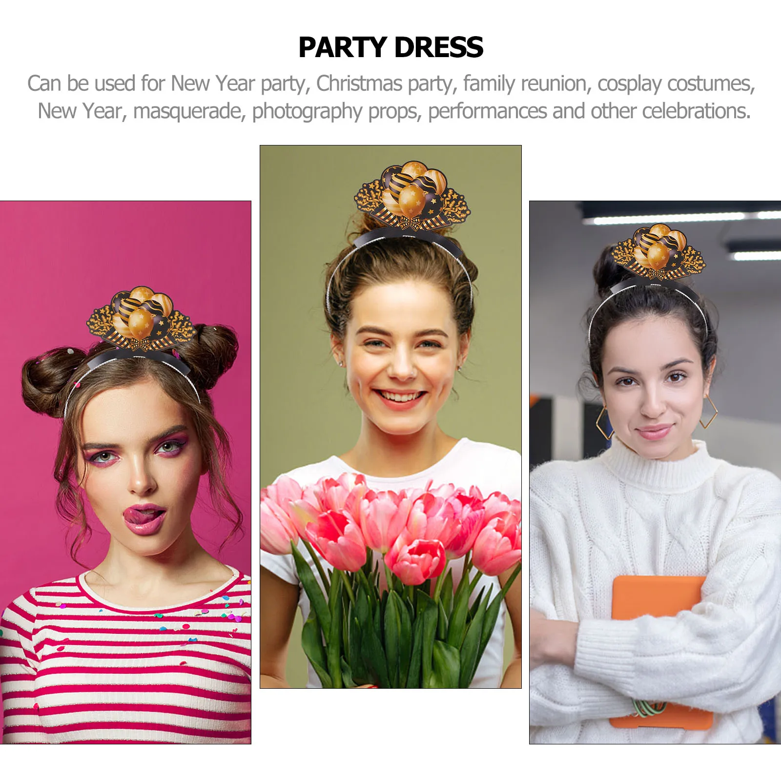 

6 Pcs Headband New Year's Hair Accessories Headwear for Adults Party Fluorescence Eve Happy Headbands Hoop Miss
