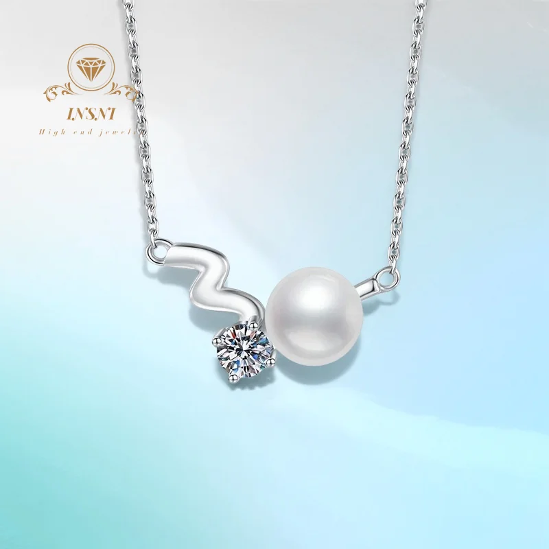 

S925 Silver Round Bead Pearl Drop Moissanite Necklace Minimalist Modern GBA Certified Free GIFT Box Light Diamond Jewelry Women