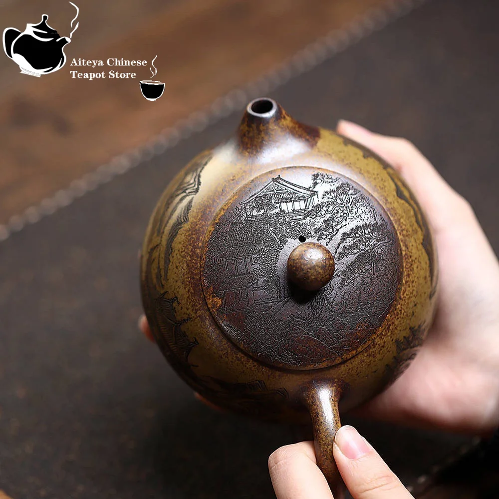 Yixing purple clay teapot with special high temperature, wood burning keel, golden sand, phoenix singing, Xishi large capacity