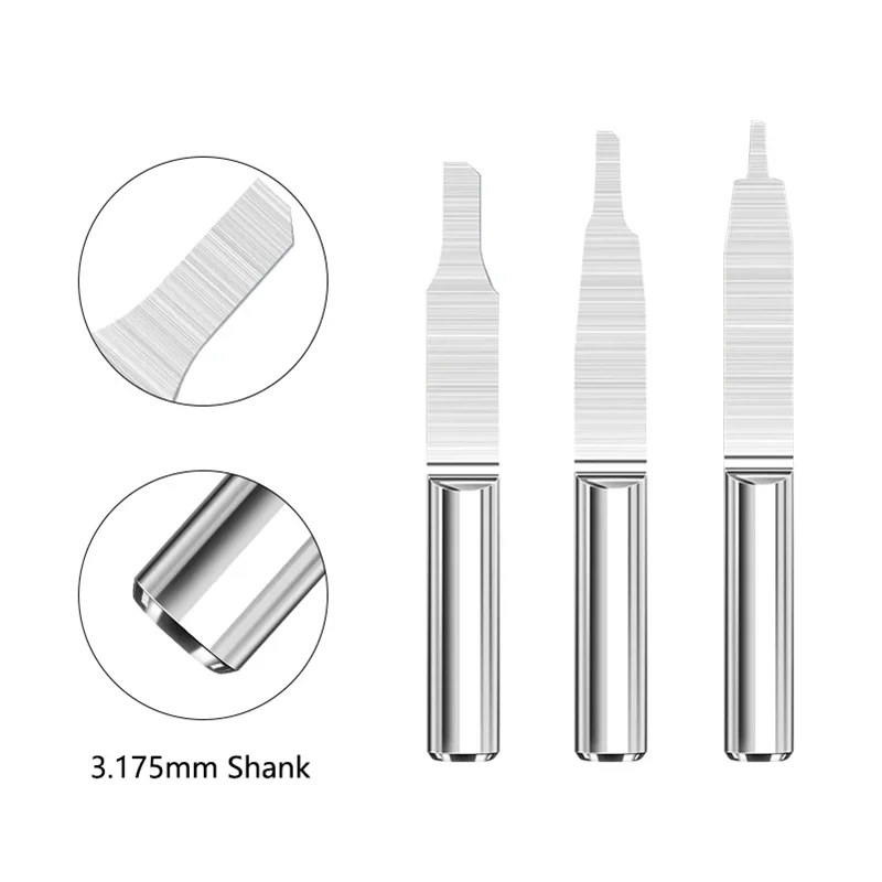 10pc 3.175 mm (1/8 inch)shank single edge column CNC Engraving Tool 0.8/1.0/1.2/2.0/2.5/3.0mm Hard Alloy PCB Engraving Drill Bit