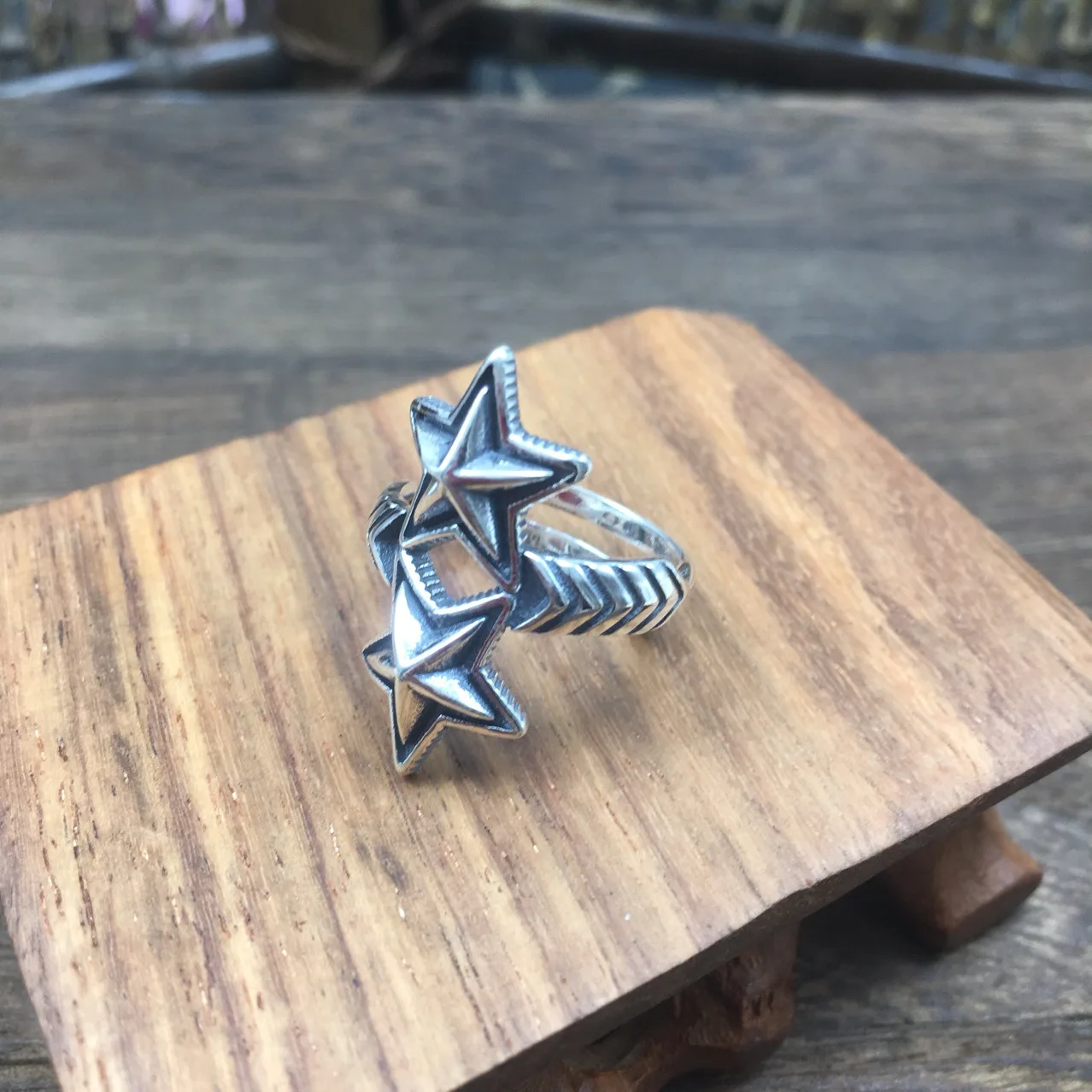 Japanese and Korean ring sterling silver five-pointed star arrow women's opening ring original handmade index finger tail ring