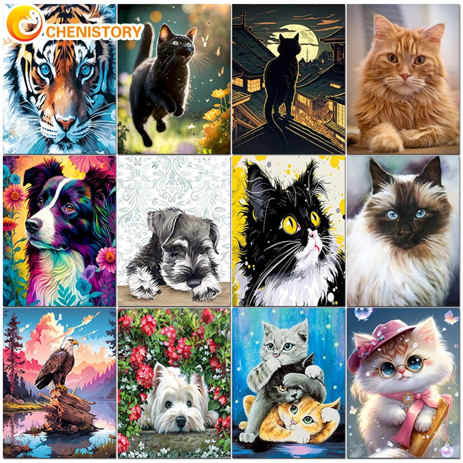 

CHENISTORY Frameless Painting By Numbers Animals On Canvas Pictures By Numbers Acrylic Paint By Number Home Decor Digital Paint