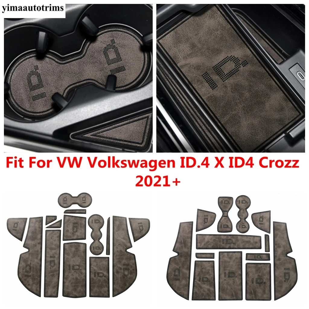 

PU Leather Gate Slot Mat For VW Volkswagen ID.4 X ID4 Crozz 2021 -2024 Anti-Slip Rubber Door Pad Cup Holder Non-Slip Accessories