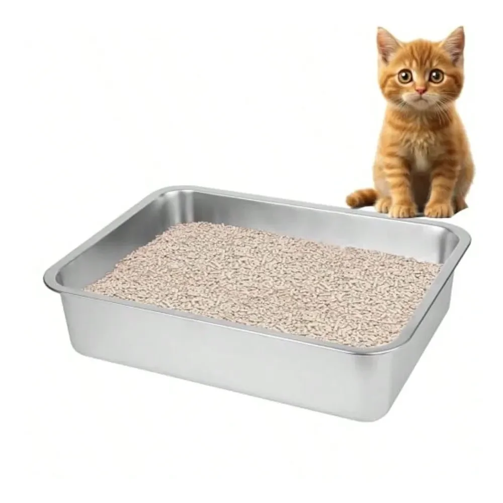 

Cat Litter Box Litter Box Cat AccessoriesSteel Cat Litter Box For Big CatsSmall Stainless Steel Large Metal Cat Litter BoxEasy T