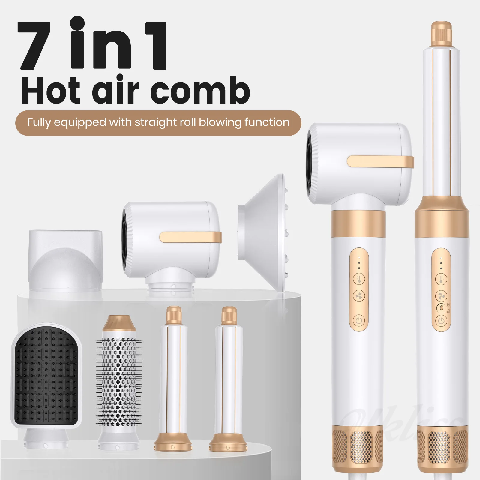 

7-in-1 Hair Massage Curler Brush Styling Blow drying Professional Ionic Electric Hair Dryer Auto Wrap Hot air comb curling iron