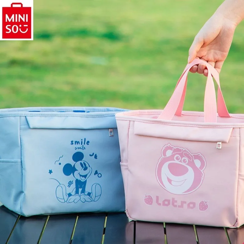 

MINISO Disney Cartoon Mickey Large Capacity Handbag for Women, Insulated, Waterproof, Wear resistant Storage Bento Bag