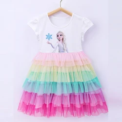 Mädchen Kleidung 2023 Neue Sommer Prinzessin Kleider Disney Kinder Kleid Gefrorene Elsa Party Baby Kleider für Kinder Kleidung