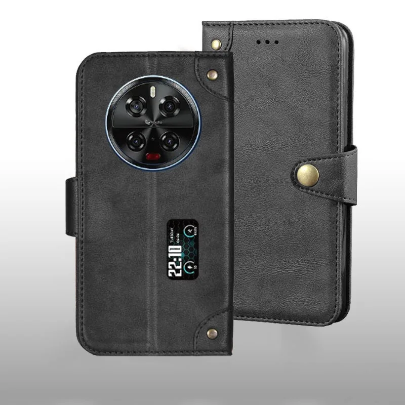 Do etui Doogee V40 Pro metalowa klamra retro skórzana tylna obudowa pokrywa do akcesoriów do telefonu Doogee V40 Pro