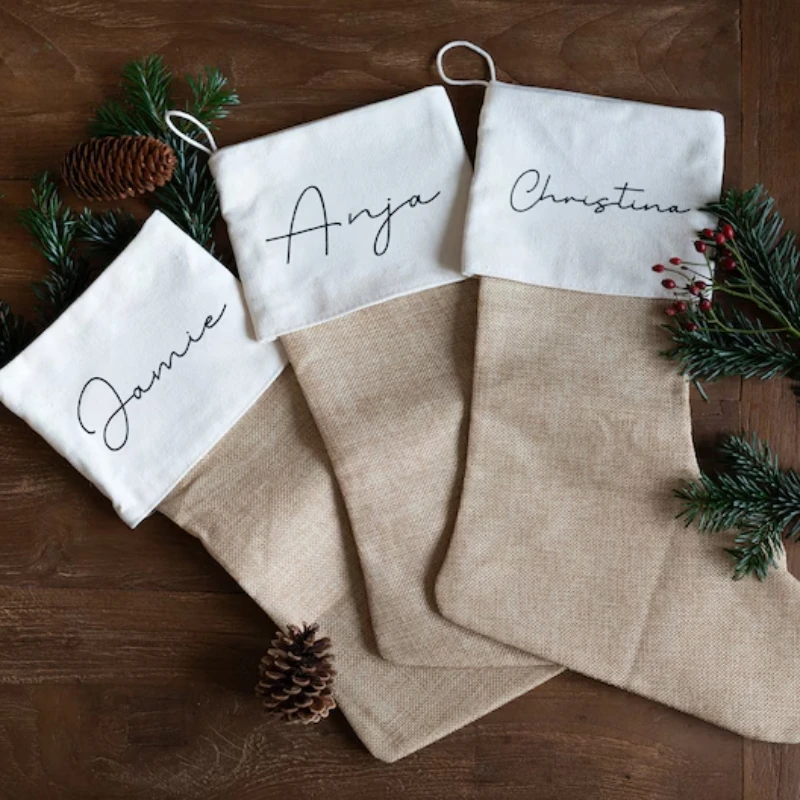 

Personalized Name for Hanging Christmas Boots Santa Claus Boots Fireplace Christmas Gifts Santa Sock Stocking Decoration Item