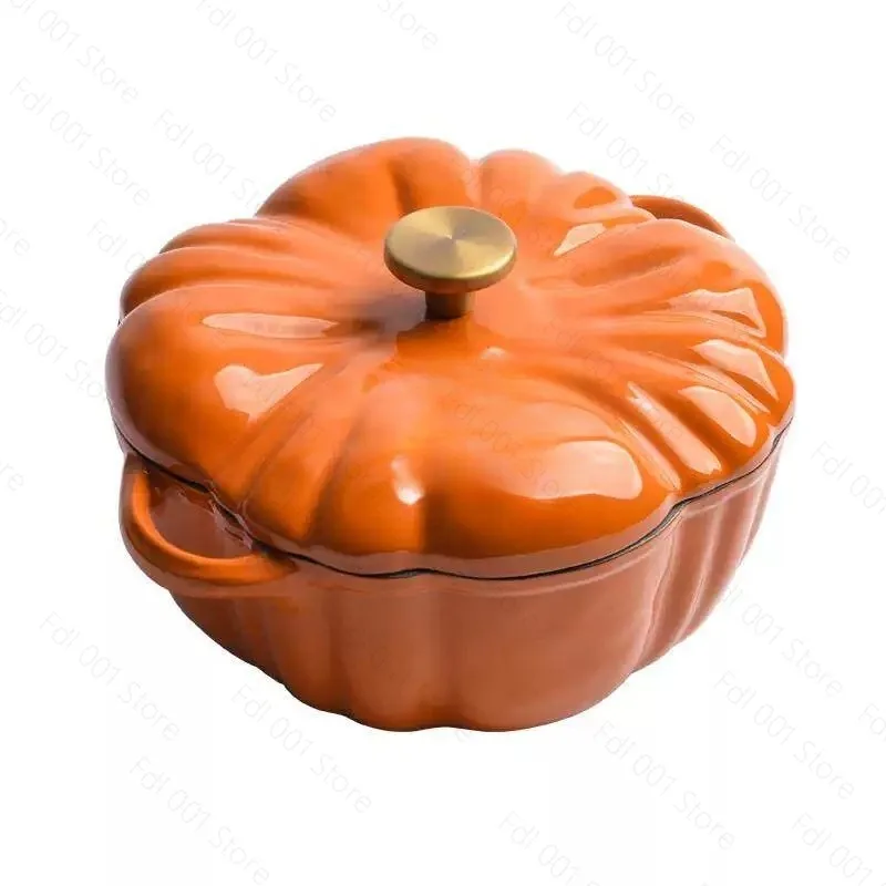 Enameled Cast Iron Pumpkin Pot Non Stick Casserole for All Heat Sources