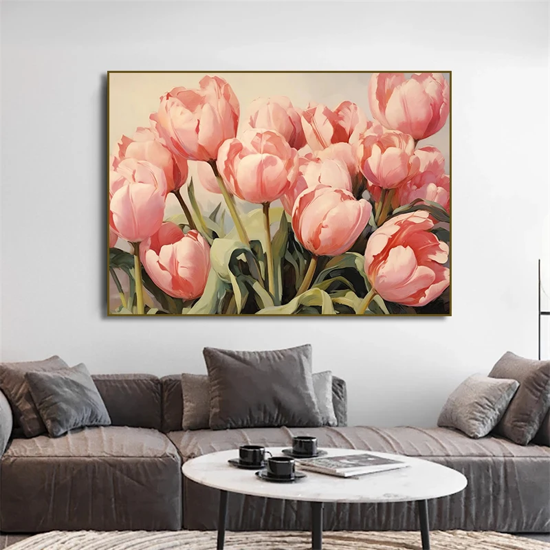 1pc frameless Canvas Painting 1pc frameless Canvas Painting  Vintage White Peony  RoseTulips in Antique Vase Blue Hydrangea Post