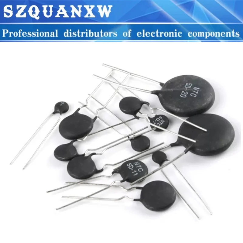 

10PCS NTC Thermistor Resistor Negative Temperature Coefficient 3D 5D 8D 10D 16D 20D 22D 33D 47D 10 16 20 22 Ohm 5 7 9 11 13 15