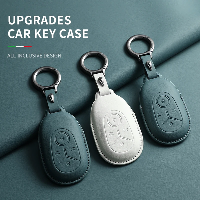 

Leather Car Key Bag Case Cover Fob For Geely Star Wish Geome EX2 EX7 Emgrand X7 Coolray Original Car Color Protecter Keychain