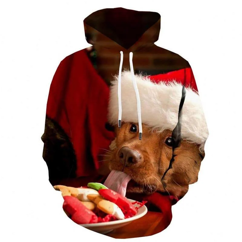 3d Printed Christmas Cute Dog Hoodie For Men Animal Graphic Pullover Sweatshirt Hooded Tops Casual Long Sleeves Hoodies Coat