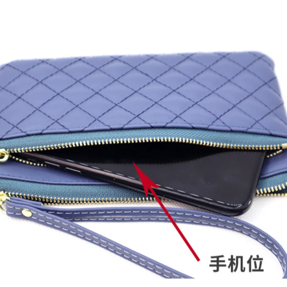 Long Shape Diamond Check Wallet New PU Thin Type Clutch Bag Portable Coin Purse Women