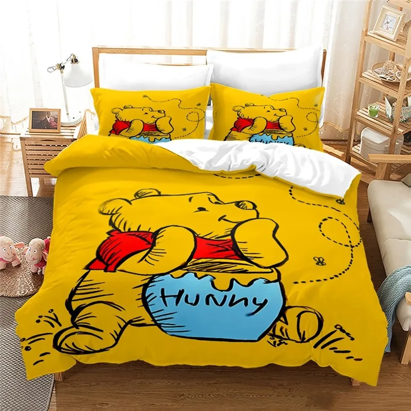 Copripiumino per bambini Winnie The Pooh Maialino Miele Cartone animato Animazione Twin Full Queen King Size Set biancheria da letto Bambini Ragazzi Ragazze