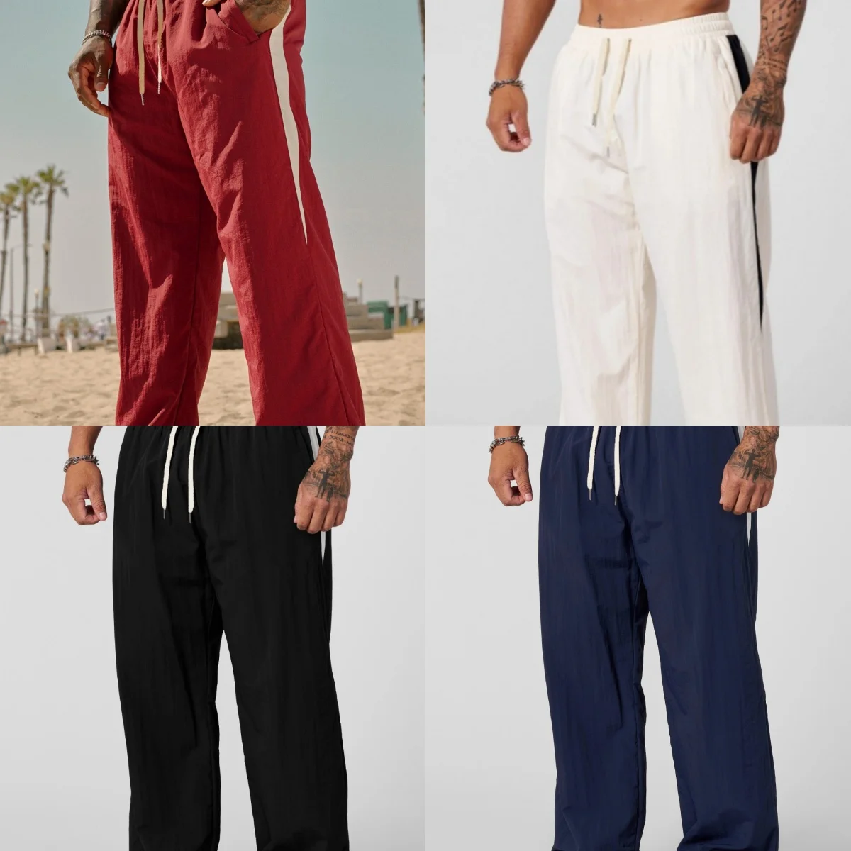 

Mens Spring Autumn Sports Casual Pants Breathable Loose Straight Leg Floor Length Trousers Drapey Stylish