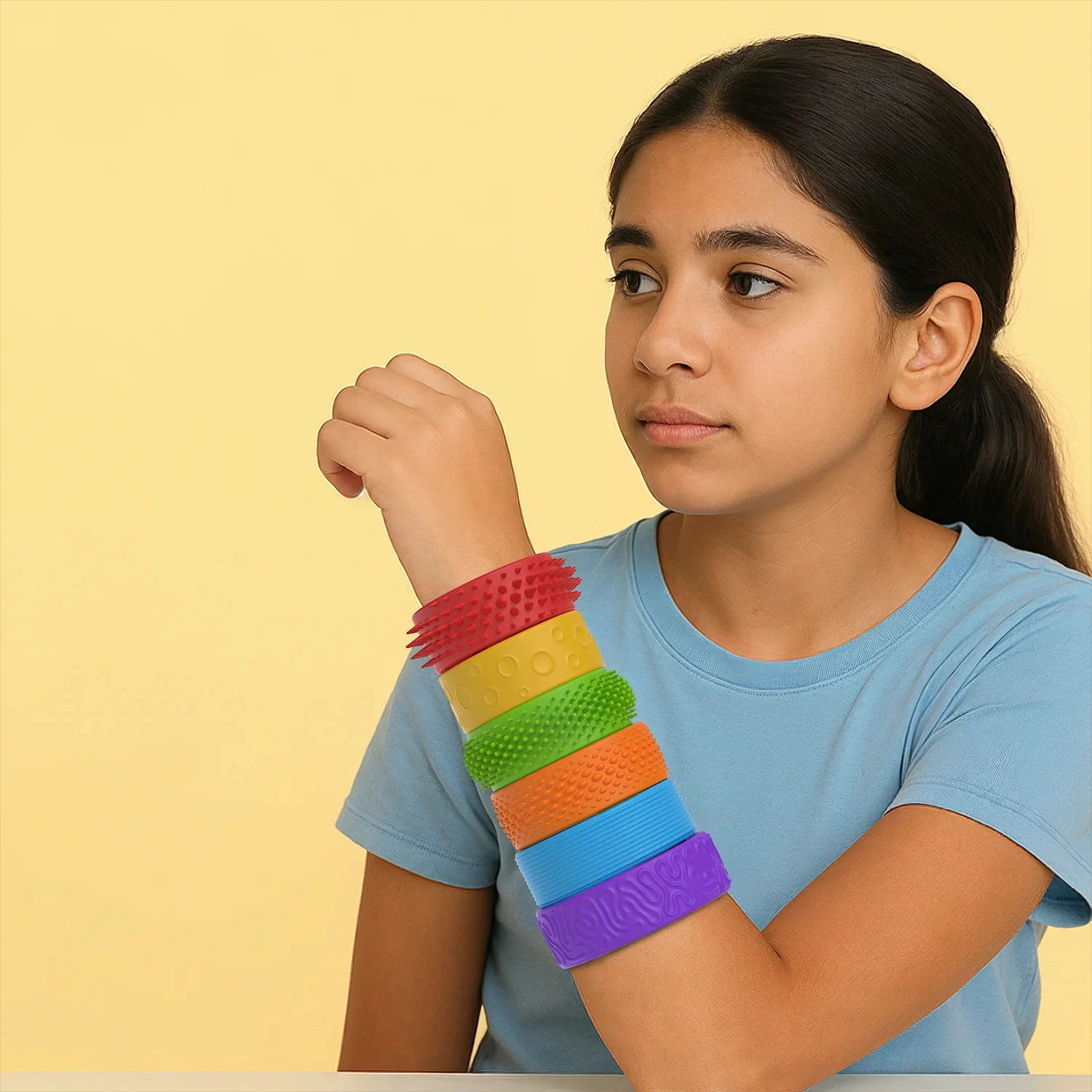 6 pcs Silicone Sensory Fidget Toys Slap Bracelets Textured  Toys For Kids Autism Calming Sensory Toy For Special Needs Fidgets