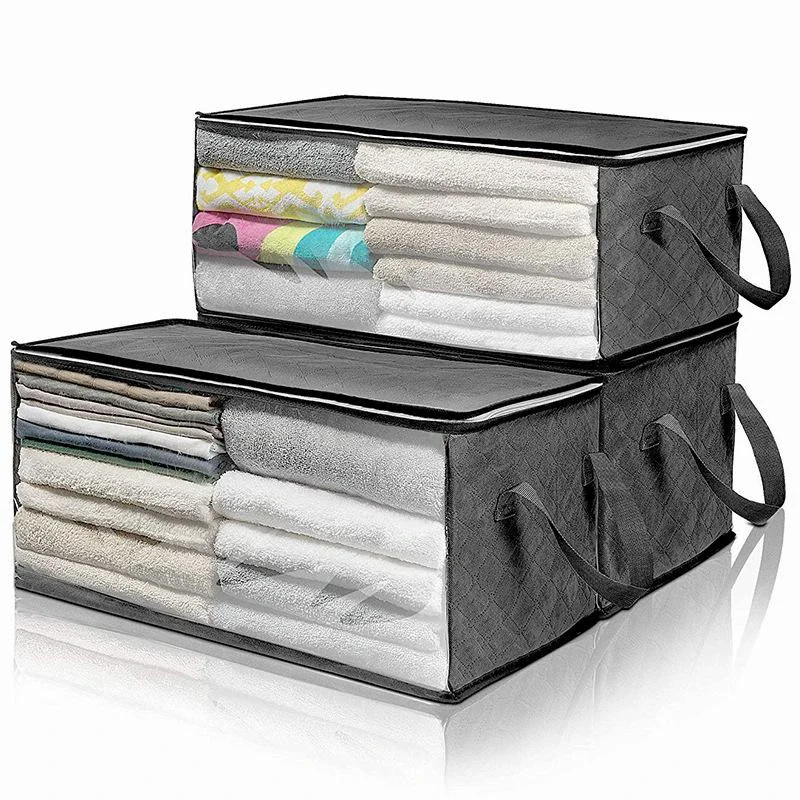 1pc Non-woven Space Saver Clothes Quilt Blanket Storage Bag Box Organizer Portable 58 * 31 * 30cm Home Storage & Organization