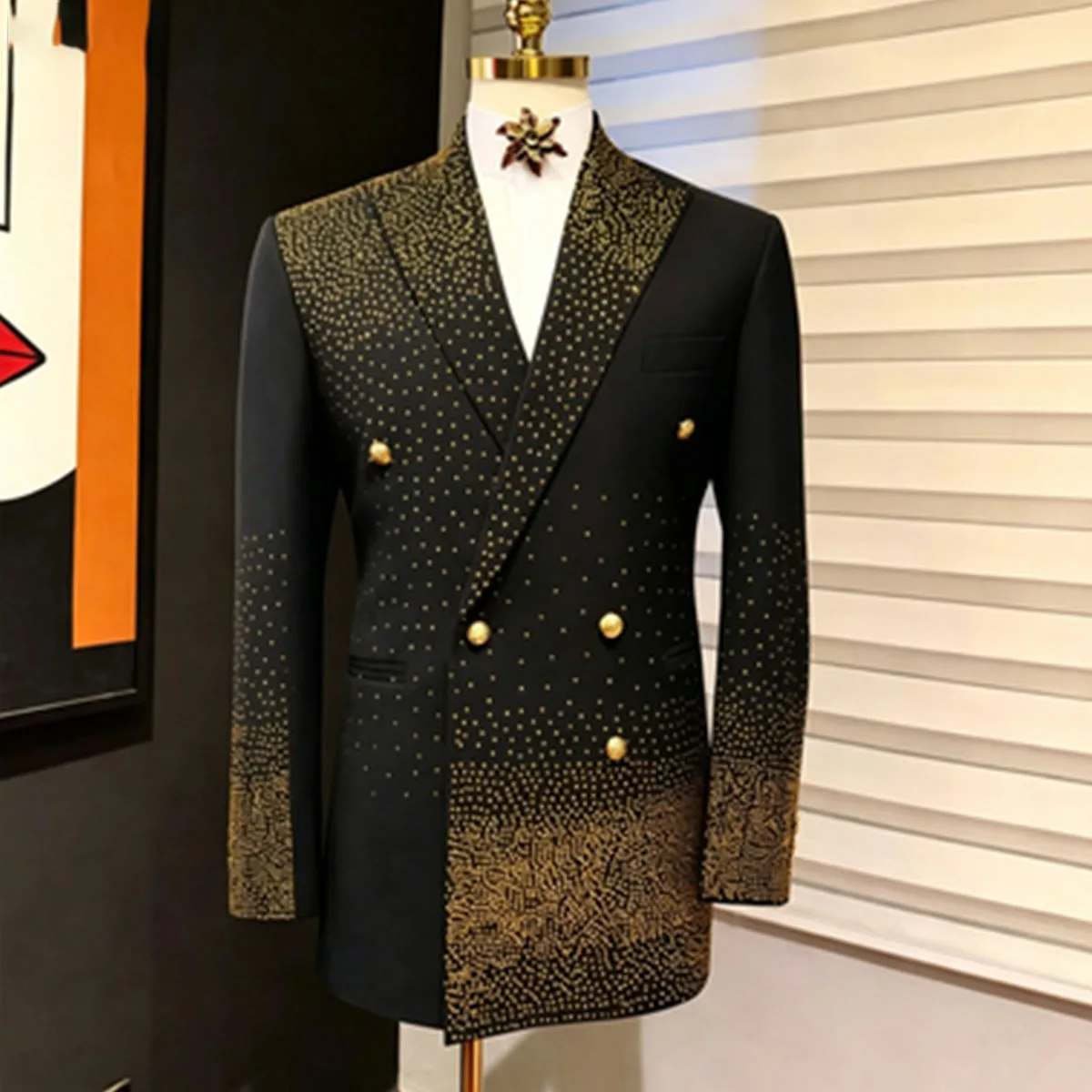 

Customized Handsome Diamond Men Suits 1 Piece Sets Male Prom Blazer Shawl Lapel Ropa hombre Slim Fit Groom Wedding Tuxedos
