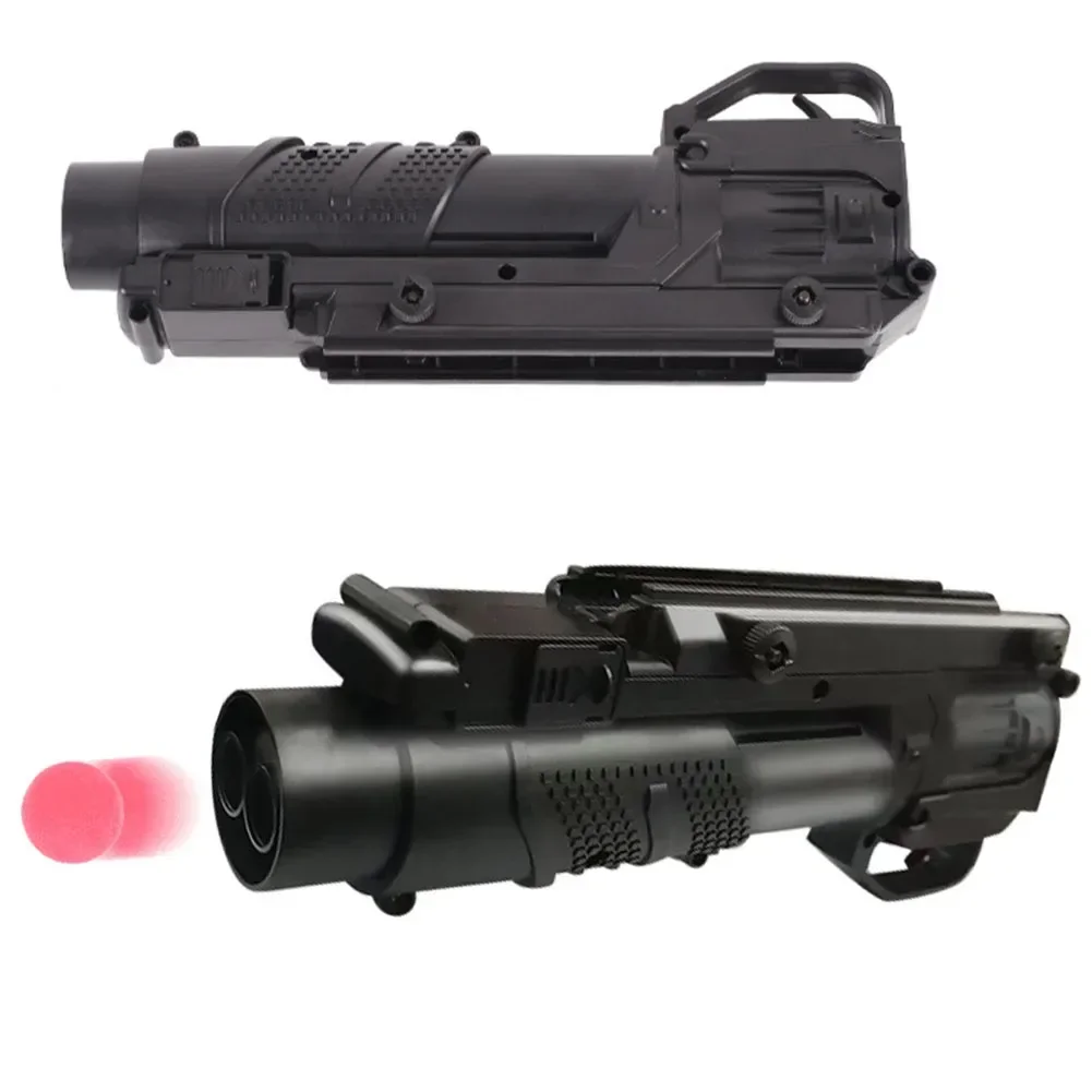 M203 Gel Balls Grenade Launcher with Double Barrel Double Bell M4/16 Short Plastic Launcher Toys for Paintball Shooting Kids Toy