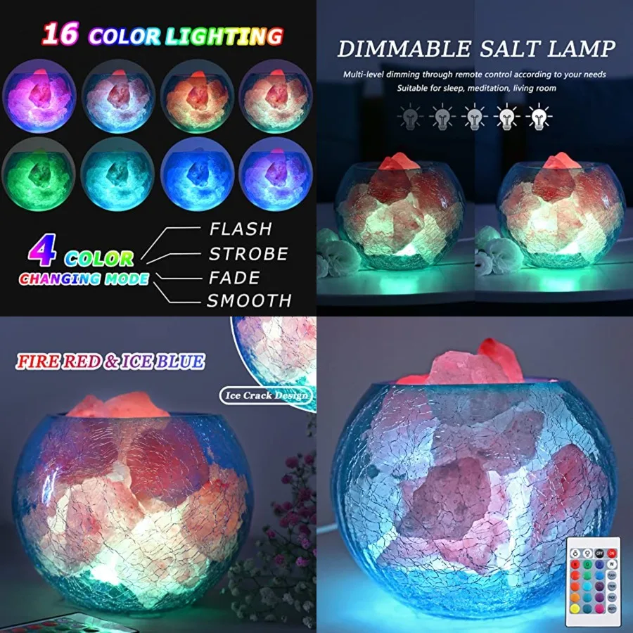 USB Himalayan Salt Lamp with Remote Control, 16 Colors Lighting and 4 Color Changing Mode Salt Rock Lamp, Used for Holiday Gift