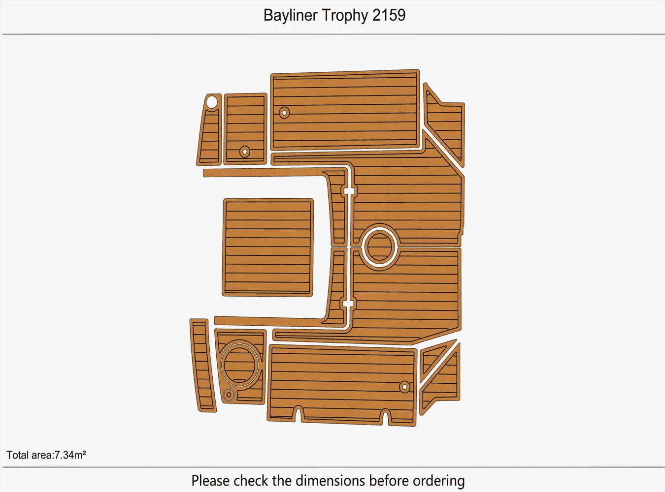 

Bayliner Trophy 2159 Кокпит 1/4 дюйма, 6 мм, напольная палуба из тикового дерева EVA