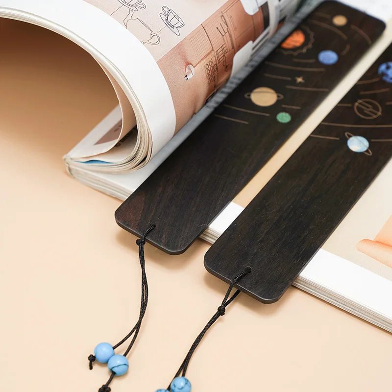 Wooden Bookmarker Set - Stars of the Universe Design Book Markers for Reading Journalists And Book Lovers