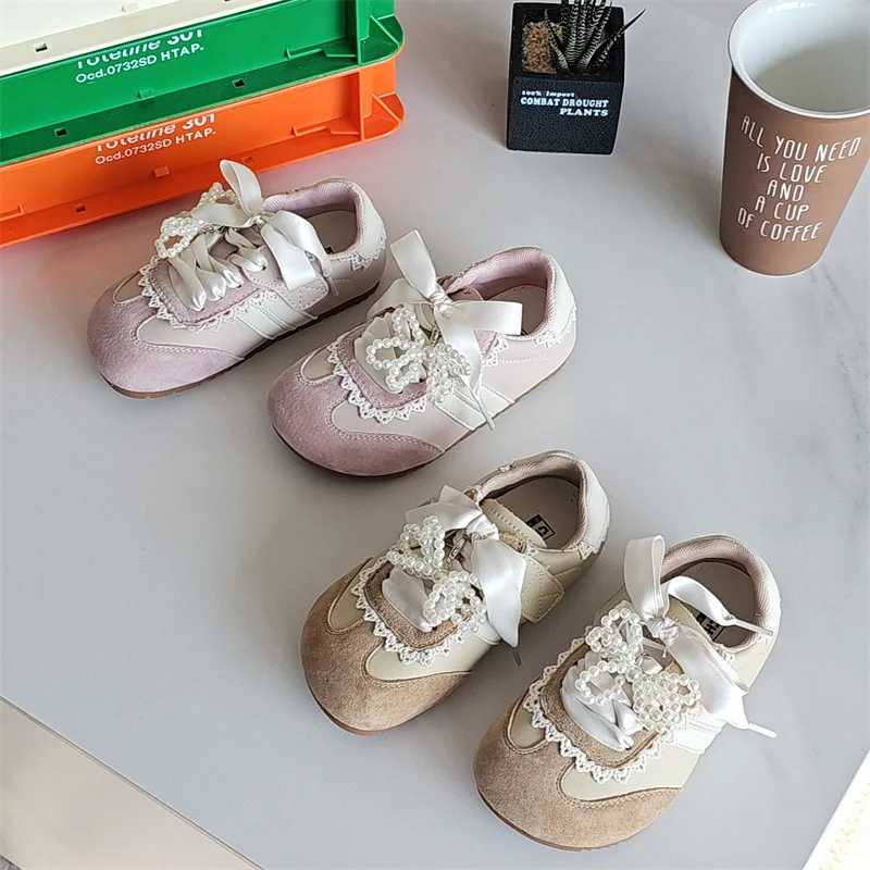 Autumn Girls' Casual Sports Shoes 2026 Comfortable Anti Slip Lace Outdoor Children's Walking Shoes Toddler Kids Baby Sneakers