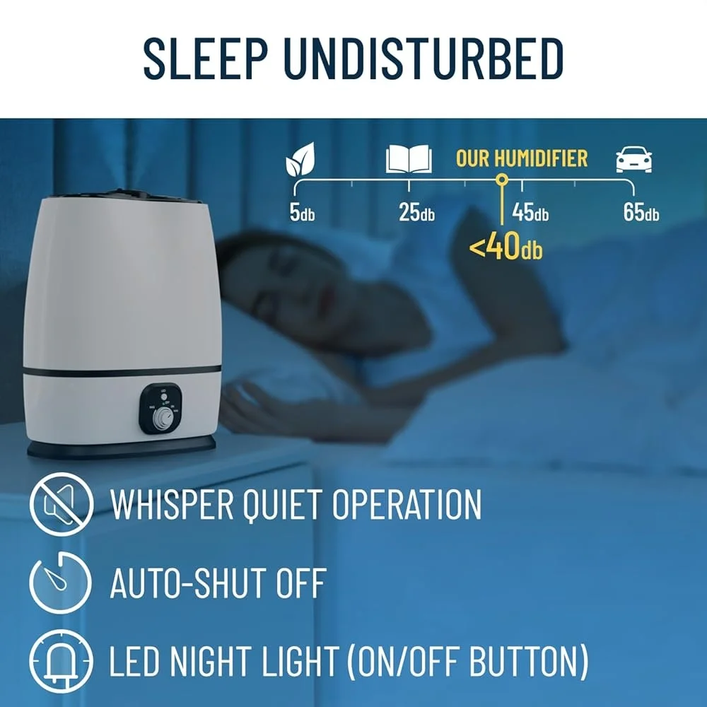 Cool Mist Humidifier Quiet Filterless 6L Bedroom Large Room Essential Oil Diffuser Air Humidifier Baby Allergies Dry Skin