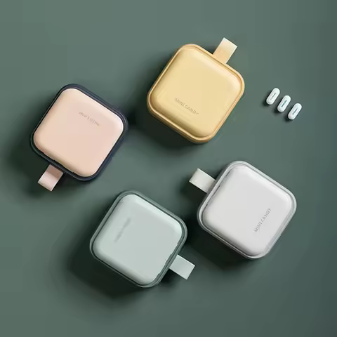 1pc Creative 4-Grid Design Small Medicine Box, Morning, Noon, Evening Tablet Organizer, Handmade Sewing Storage