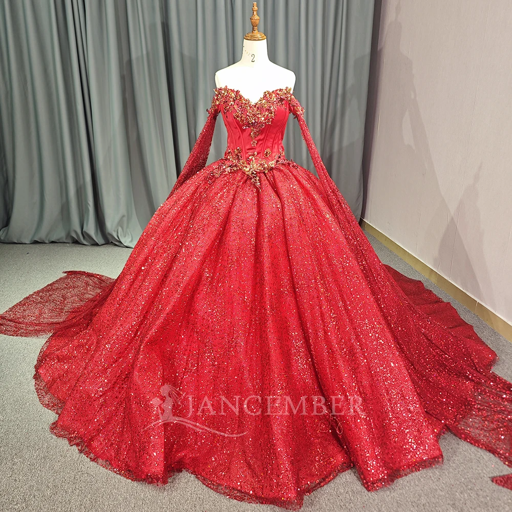 Customized Red Quinceanera Dress Ball Gown Floral Customized Beading Crystal Exquisite Corset Sweet 16 Vestido De 15 Anos DY9984