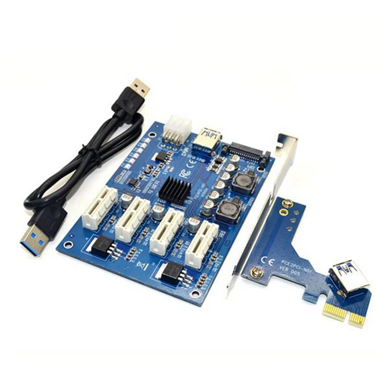 

1 комплект PCI-E X1–4 комплекта расширения PCI-E X16 1–4 порта PCI Express Switch Multiplier HUB 6-контактная карта Sata USB Riser Card